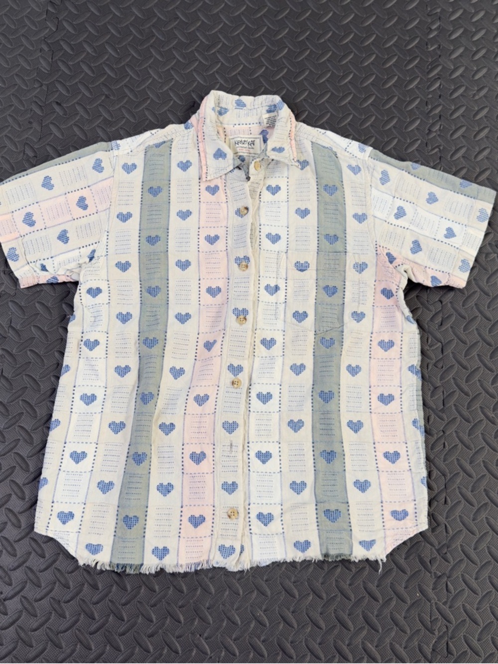 krazy kat Pastel Blue & Pink Heart Stripe Button-Down Shirt